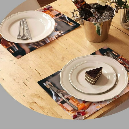 

Bengal Lights and Rose Champagne Placemats for Kitchen Dining Table Set of 4 New Year Eve Party Linen Place Mats