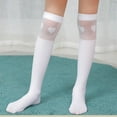 thumbnail image 2 of GigrtiJin 3-12 Years Toddler Kids Cotton Socks Solid Color Heart Printed Mesh Lace Thigh High Socks Cute Trendy Girls Socks, 2 of 7