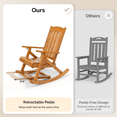 thumbnail image 5 of Ktaxon Fir Wood Rocking Chair Adjustable Backrest with Footrest 28 Inch Indoor Living Room, Teak, 5 of 9