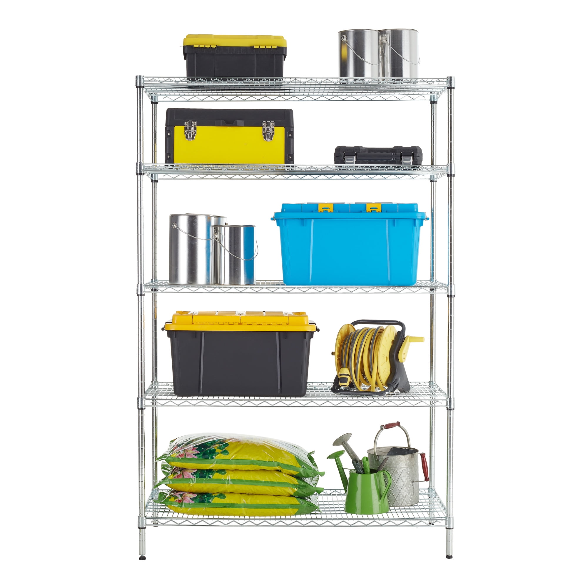 Hyper Tough Chrome Wire Shelf 5-Tier Heavy Duty 72"H x 48"W x 24"D, 4000lb Total Capacity