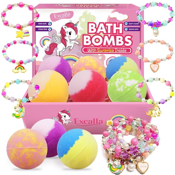 Bombas de baño Excalla Unicorn con joyas para niños de 4 a 8 años, 6 unidades