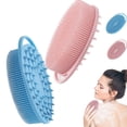 thumbnail image 1 of 2 piezas Cepillo de ducha, cepillo de masaje de silicona exfoliante, cepillo de baño y champú de silicona 2 en 1, masajeador del cuero cabelludo, espuma densa. Ideal para baños y masajes - rosa y azul, 1 of 4