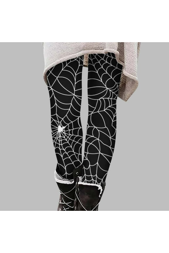 Butt Lifting Leggings for Women Halloween Spider Print High Waist Stretchy Sports Fitness Workout Yoga Elastic Pants S-2XL
