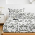 thumbnail image 6 of Full Size Fitted Sheet Set - Farmhouse Flowers 3 Piece Bedding Sets 16" Deep Pocket Fitted Sheet with 2 Pillowcases Pastoral Vintage Leaf Spring Summer Brushed Microfiber Hotel Luxury Bed Sheets, 6 of 9
