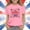 Pink, variant on Amidoa Girls Short Sleeve Graphic Summer Crewneck Independence Day T Shirts Kids Casual Tops Pink Size 4T