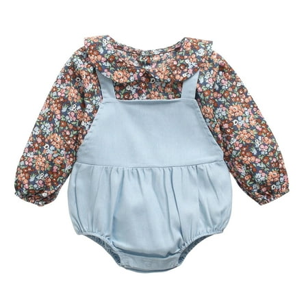 

Qufokar Babyclothes Footed Pants Girl Toddler Kids Children Baby Girls Long Sleeve Floral Patchwork Romper Bobysuit Outfits Clothes