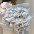 thumbnail image 2 of 5PCS Roses Artificial Flowers Fake Roses Baby Blue Silk Roses White Silk Flowers Rose with Long Stems for Wedding Home Party Centerpieces Decorations, 2 of 5