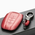 thumbnail image 4 of Vitodeco Genuine Leather Smart Key Fob Case Compatible with Toyota Rav4, Camry, Prius, Highlander, CH-R, Avalon, Toyota 86, Mirai (4 Buttons, Red), 4 of 5