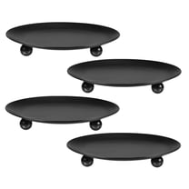 Uxcell Candle Plate Holders, 4.3 Inch Dia Iron Wax Stands Tray Decorative for Party Spa Garden, Black Pack of 4