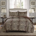 thumbnail image 1 of GrandLinen Juego de edredón de 3 piezas con estampado de animales finos de gran tamaño (118 x 95 pulgadas), colcha, funda de cama tamaño king (estampado de leopardo marrón y negro), 1 of 1