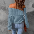 thumbnail image 4 of 2022 suéter de invierno para mujer, suéter suelto informal de manga larga con hombros descubiertos para el trabajo en casa, compras, citas, azul claro XL, 4 of 6
