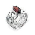 thumbnail image 2 of Borre Knot Garnet Ellipse Viking Braided Wedding Band Norse Celtic Sterling Silver Ring, 2 of 2