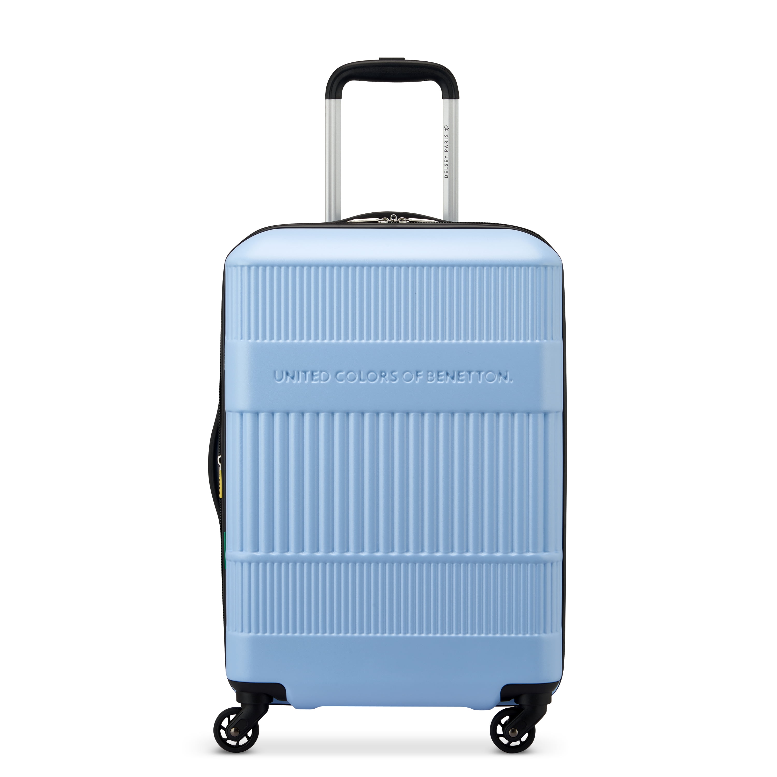 United Colors of Benetton x Delsey Paris, Ribbed Hardside 20" Carry-on Expandable Spinner Luggage, Blue