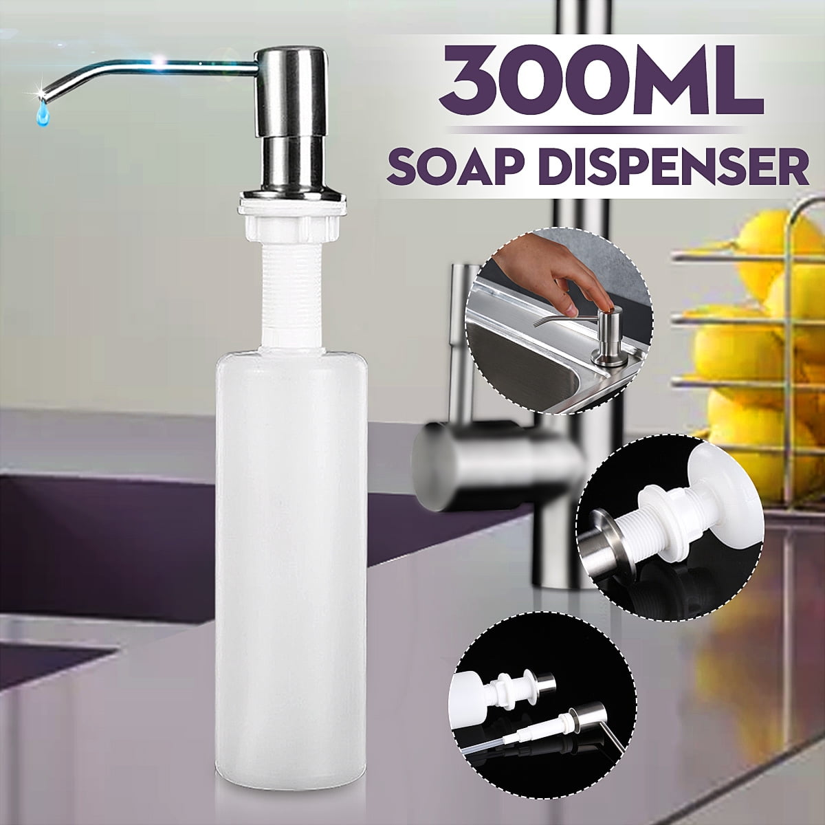 Soap Dispenser Pump Head Kitchen Bathroom Sink Clear Liquid Lotion Hand