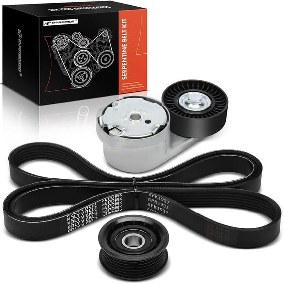 A-Premium Engine Serpentine Belt Drive Kit with Tensioner & Idler Pulley Compatible with Jeep Grand Cherokee 2011-2012 & Dodge Durango 2011-2012, 3.6L