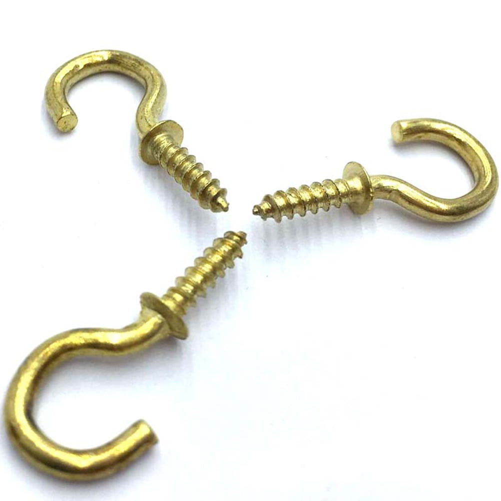 20 Pcs Metal Screw-In Ceiling Hooks Heavy Duty Copper Plated Cup Hanger Supplies