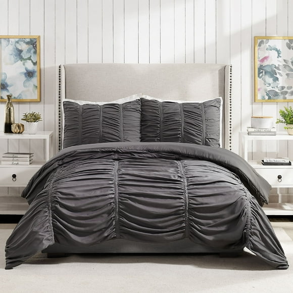 Modern Heirloom Emily Texture (Dark Gray) 3-Piece Comforter Set - Full/Queen