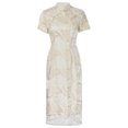 thumbnail image 3 of Vestido chino ajustado con bordado de malla de verano de diseño de lujo para mujer, vestido Qipao moderno, 3 of 5