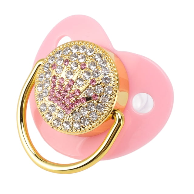 M Buder Chupón Ortodóntico para Bebés con Diseño de Diamantes Brillantes, Chupete de Silicona Suave Libre de BPA, Seguro y Cómodo, Ideal para Recién Nacidos de 6 a 18 Meses, Color Rosa (7 cm)