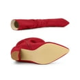 thumbnail image 4 of DARING DIVA Women's Pointed Toe Chunky Heel Knee High Boots Red 9, 4 of 6