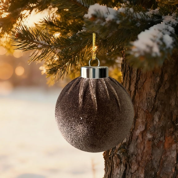 12 Pack Velvet Christmas Ball Ornaments Flocked Christmas Tree Hanging Ornaments Shatterproof Flocked Decorative Balls for Xmas Tree Decorations 2.4IN E