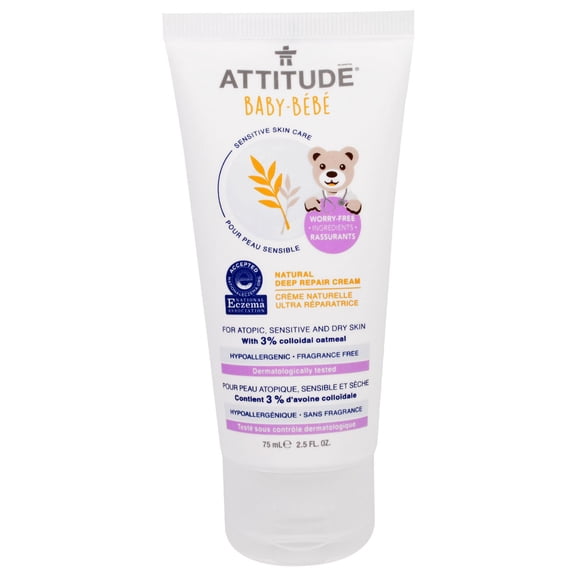 Attitude Baby Sensitive Skin Care Natural Deep Repair Cream, 2.5 Oz