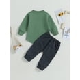 thumbnail image 4 of Toddler Boys 2PCS Pants Sets Long Sleeve Crewneck Tops and Drawstring Pants Sets, 4 of 8