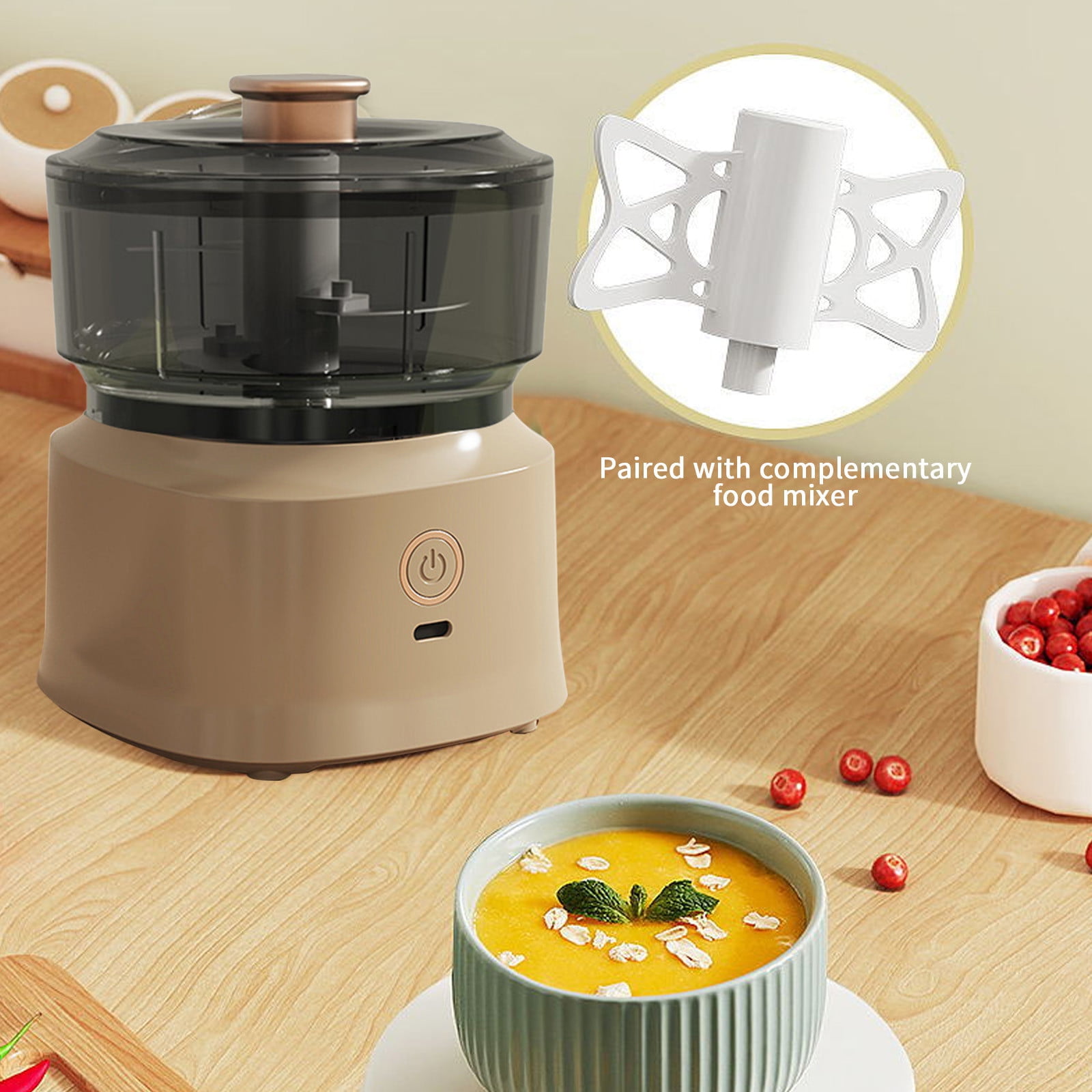 Lksixu Electric Garlic Chopper, Portable Mini Food Processor, Wireless Vegetable Masher With USB Charging, Garlic Masher Mincer For Onions Meat Spices 350ML ( 4.02x4.02x5.31in )