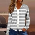 thumbnail image 6 of Women's Full Zip Cardigans Striped Lightweight Regular Fit Trendy Jackets Casual Long Sleeve Hooded Sweatshirts Tops (XL, Gray), 6 of 6
