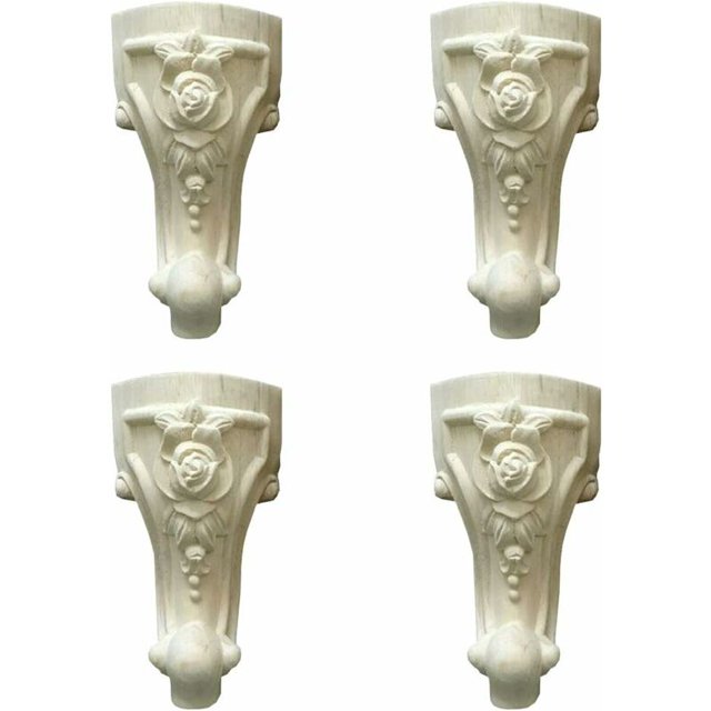 4 Piezas De Patas De Muebles Talladas De Madera, Patas De Muebles De Madera Maciza De 6 Pulgadas / 15 Cm, Patas De Muebles De Mesa Pies De Sofá, Duradero, Talla De Madera De Estilo Europeo Apliques TUNC Sencillez