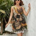 thumbnail image 3 of Sunflower Skull (7) Dress Fashion Beach Long Dresses Female Party Printed Sundress, 3 of 7