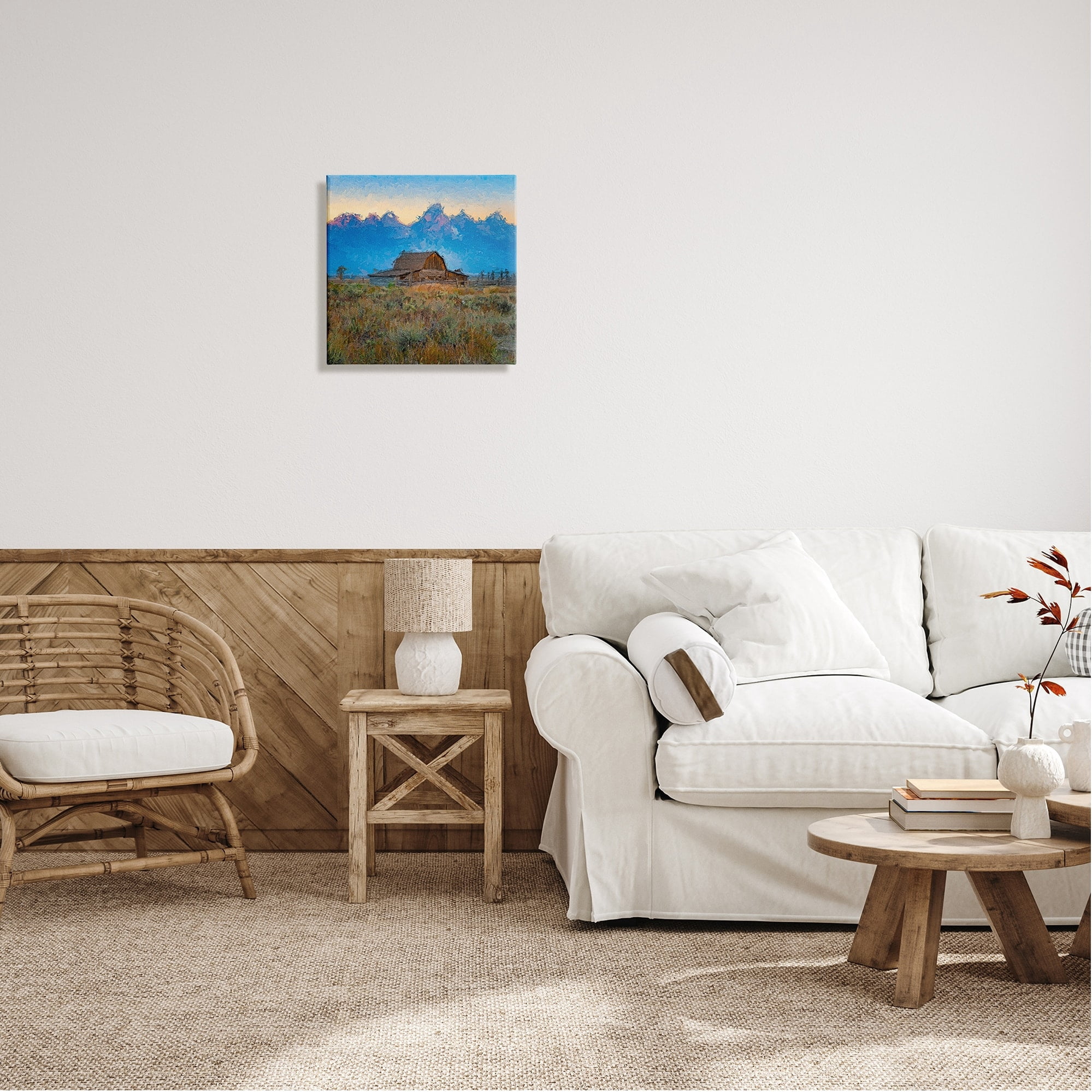 Stupell Industries Countryside Farm Pasture Barn Bold Blue Sunset Canvas Wall Art, 24 x 24, Design by Daniel Sproul