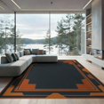 thumbnail image 2 of ODIKA 8'x10' Washable Area Rug Non-Slip Chair-Friendly Mat Shapes Minimalist Border Brushstroke Interlocking Abstract Mid Refined for Dining Room, Large Office, Lounge, 2 of 7