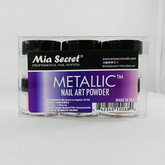 Mia Secret Metallic Nail Art Powder- 6 PCS