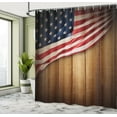 thumbnail image 5 of Ambesonne Rustic Shower Curtain, Retro Wooden Country, 69"Wx70"L, Blue Red, 5 of 5