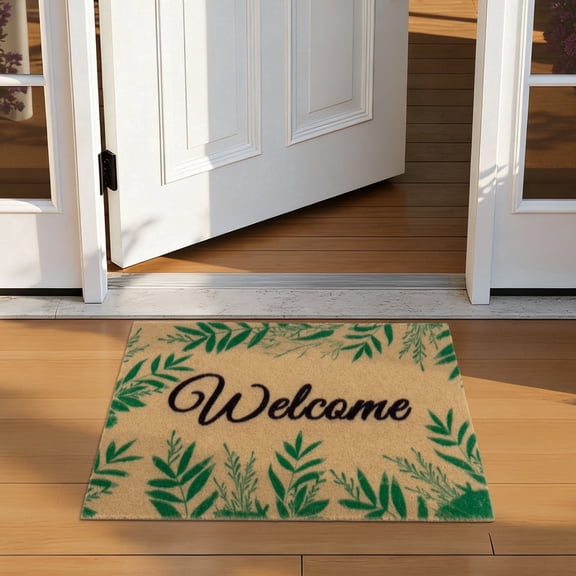 MeyJey Coir Welcome Indoor Outdoor Doormat, 18" x 30" Non Slip Backing Floor Mat for Home Entrance Outside Entry Yard
