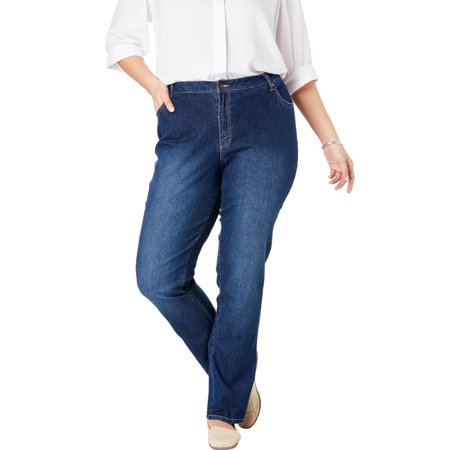 Womens Plus Straight Jeans -  best straight leg jeans for petites plus size