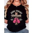 thumbnail image 1 of Playera Deportiva Manga Corta Mujer Dry-FitWomen'S T-shirt, "Hard Cross Powder Boxing Gloves" Print, Retro Minimalist Fashion, Round Neck, Casual Comfort, Sports Short Sleeve T-shirtFather's Day, Mo, 1 of 6