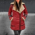thumbnail image 2 of Women Plus Size Winter Coat Thick Padded Leather Jacket Long Sleeve Lapel Collar Warm Sheepskin Outerwear for Cold Weather, 2 of 2