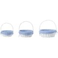 thumbnail image 4 of Panier-cadeau Rond en Osier Blanc, avec Doublure en Vichy Bleu et Poignée - Ensemble de 3, 4 of 5