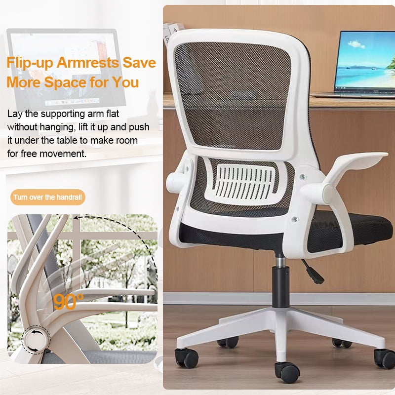 WXJHL Home Office Chair Ergonomic Desk Chair Breathable Mesh Chair High Back Desk Chair with Adjustable Height,Swivel Chair with Flip-Up Arms and Lumbar Support