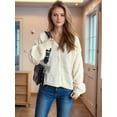 thumbnail image 6 of Women'S Fall Fashion Button Down Cardigan Sweater Loose Casual Cable Knit Sweater Coat White M, 6 of 10