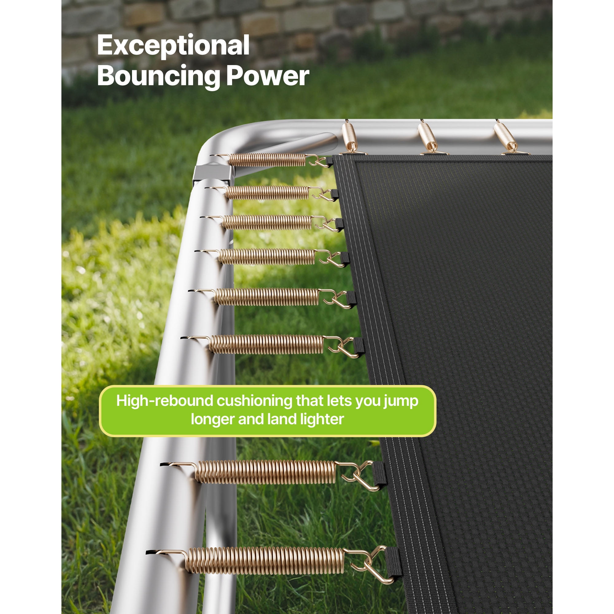 KFFKFF Outdoor Rectangle Trampoline, 8 x 14FT Recreational Trampoline with Safety Enclosure Net, ASTM Certified, 265 lbs Weight Limit, Durable Anti-Rust Design for Kids and Adults