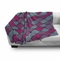 thumbnail image 3 of Geometric Soft Flannel Fleece Throw Blanket, Fashion Feminine Vintage Style Wild Folk Modern Motif, Cozy Plush for Indoor and Outdoor Use, 60" x 80", Aqua Magenta Violet, by Ambesonne, 3 of 6