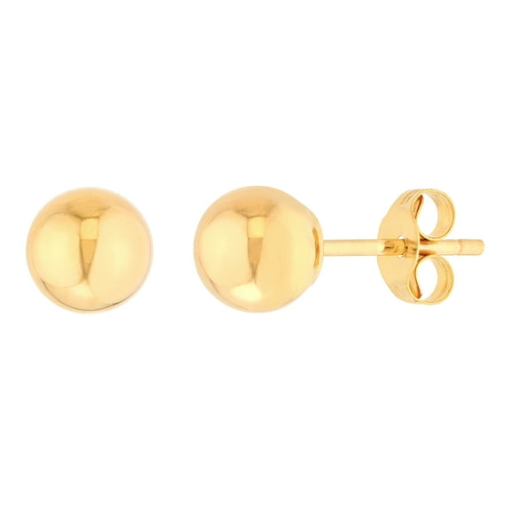 Honey Crush Real 14K Yellow Gold Polished Ball Stud Earrings(Width 5mm)
