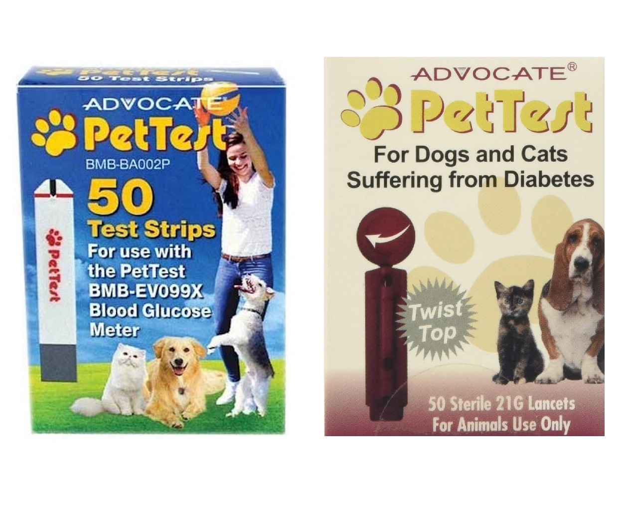 Pack of 3 Blood Glucose Testing for Cats and Dogs PetSure Works with