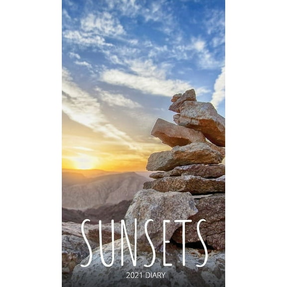 Sunsets 2021 Diary: Slim Pocket Calendar, Week to View, Monthly Planner, Date Book Notepad with Holidays Contacts Passwo, (Paperback)