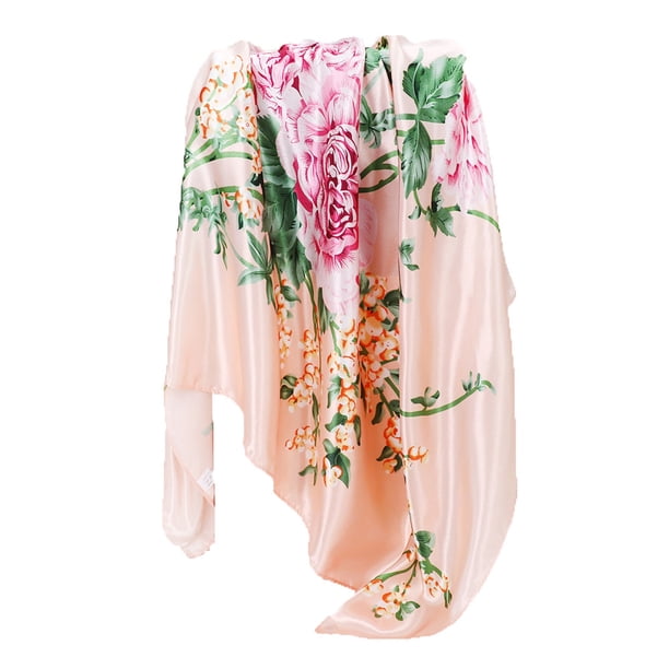 Bufandas Bufanda pequeña para mujer Bufanda de seda Literatura y temperamento Flores y pétalos Pañuelo para el cabello Bufanda decorativa para mujer