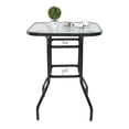 thumbnail image 6 of Hassch 31.5-Inch Square Outdoor Patio Pub Table w/ Rippled Tempered Glass Patio Table, 1.7" Umbrella Hole and Black Metal Frame, Easy Assembly, 6 of 8