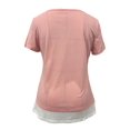 thumbnail image 3 of MORTTIC Women's Casual Colorblock Button Detail Short Sleeve T-Shirt – Loose Fit Crew Neck Summer Top for Everyday Wear, Pink, S, 3 of 6